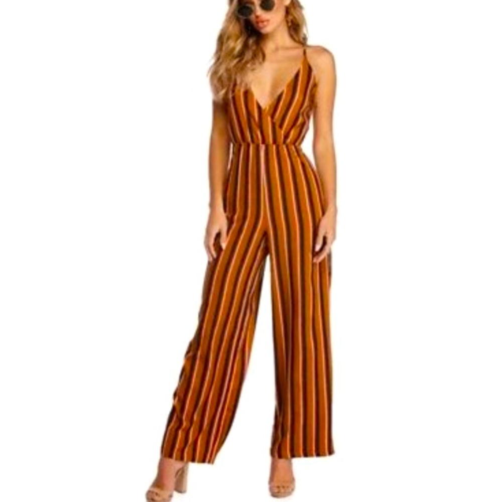 Windsor Rust Orange Stripped Jumpsuit